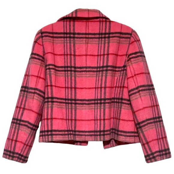 Y2K Requirements Pink Plaid Cropped Jacket 10 Wool Mohair SOFT Blazer Clueless - Picture 4 of 8